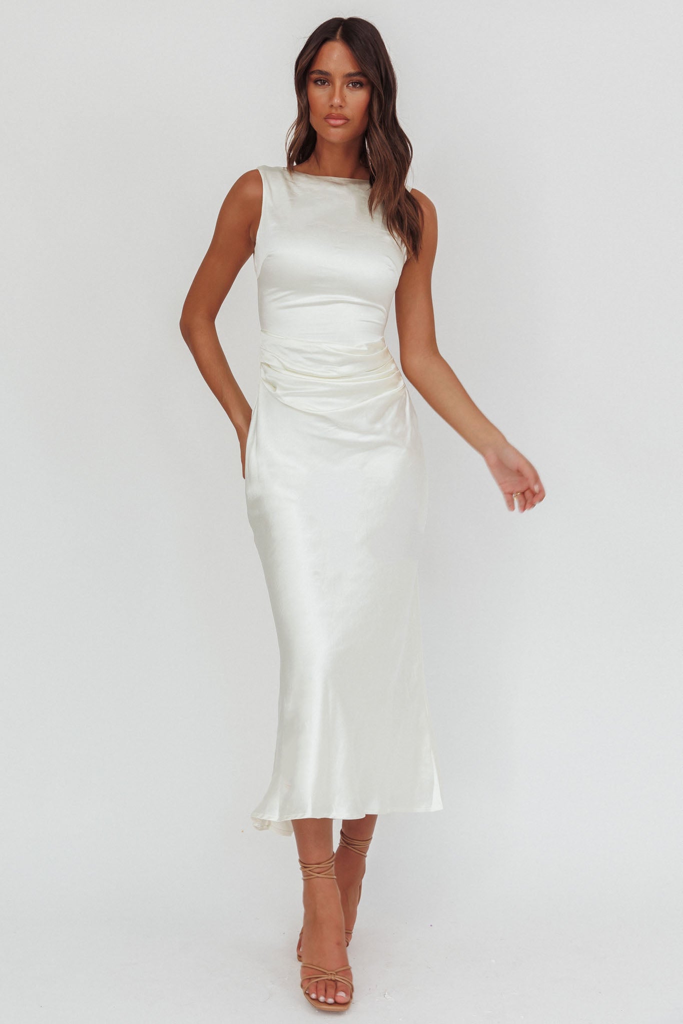 Helsi Pearl Back Midi Dress White