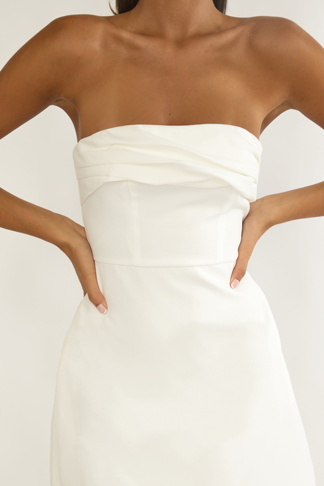 Serenelle Foldover Bust Mini Dress White